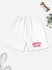 Girls' Happy Bear Graphic Shorts Outwear Elastic Waist Summer Shorts