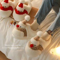 Christmas Snowman Fleece Slippers Soft Bottom Shoes