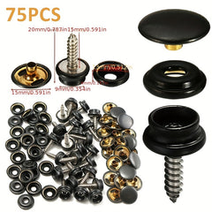 25 Sets 15mm Stainless Steel Screws Copper Buckle Waterproof Cloth Boat Cover
