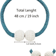 2pcs Faux Pearl Curtain Tiebacks for Blackout & Sheer Windows