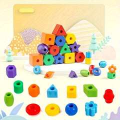 60pcs Colorful Bead Stringing Line Building Blocks Set Boys Girls Party Games
