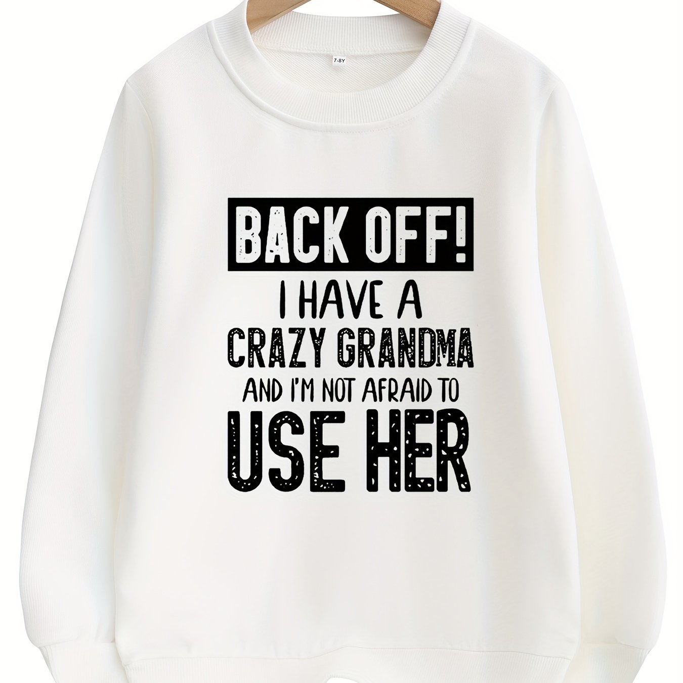 Girls Crazy Grandma Letter Graphic Crew Neck Sweatshirt Top