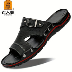 LAORENTOU Men's Leather Sandals for Hiking Trekking