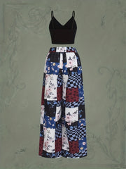 Hippie 2pc Set Solid Cami Top & Floral Wide Leg Pants