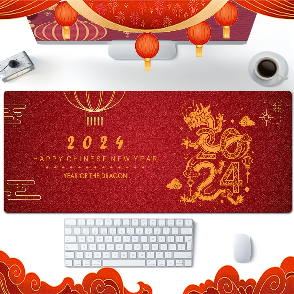 Dragon Print Tableware Drying Pad - Soft & Anti-Slip Pet Pad