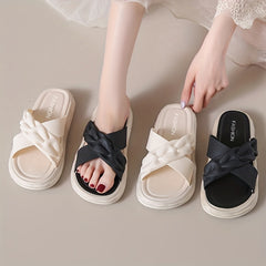 Cross Strap Slides Soft Sole Pillow Slides Casual Platform Shoes