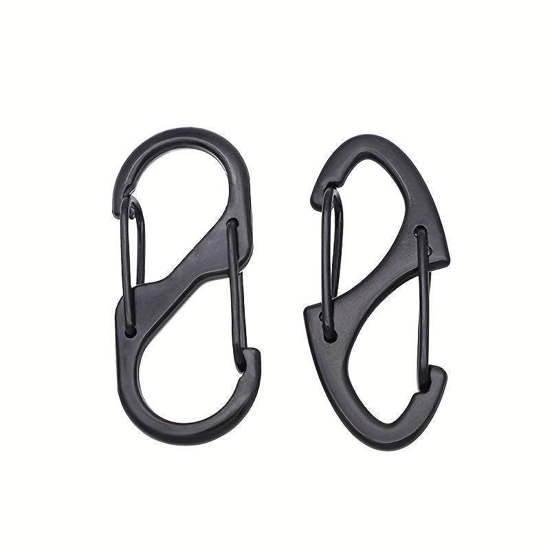 10pcs Stainless Steel S Type Carabiner Keychain Hooks With Lock
