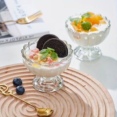 Clear Glass Dessert Bowl Ice Cream Cups Sundae Fruit Salad Snack Cocktail Condim
