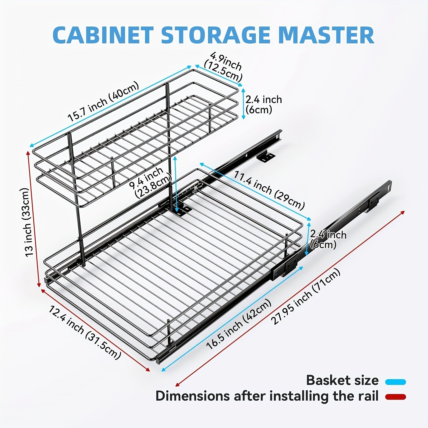 2 Tier L Shape Sliding Wire Drawer Under Sink Organizer