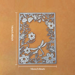 Rectangular Frame Flowers Stars Background Metal Cutting Mold Template DIY Album