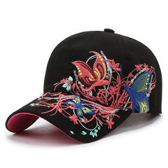 Butterfly Embroidery Baseball Cap Vintage Y2K Adjustable Sports Hat Sun Hat