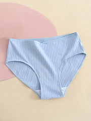 5 Pack Plus Size Casual Panties Set Women's Plus Comfort Solid Mini Bow Ribbed