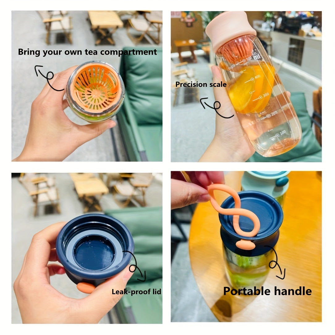 635ml Leakproof Clear Tea Cup Heat-resistant Water Bottle With Filter