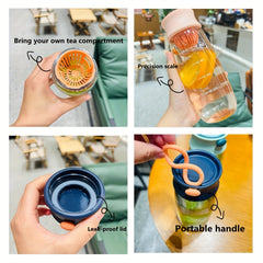 635ml Leakproof Clear Tea Cup Heat-resistant Water Bottle With Filter