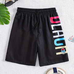 Boys Swim Trunks Elastic Waist Beach Pants BEACH Print Swim Shorts