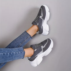 Women's Cozy Fleece Chunky Sneakers Winter Sport Shoes