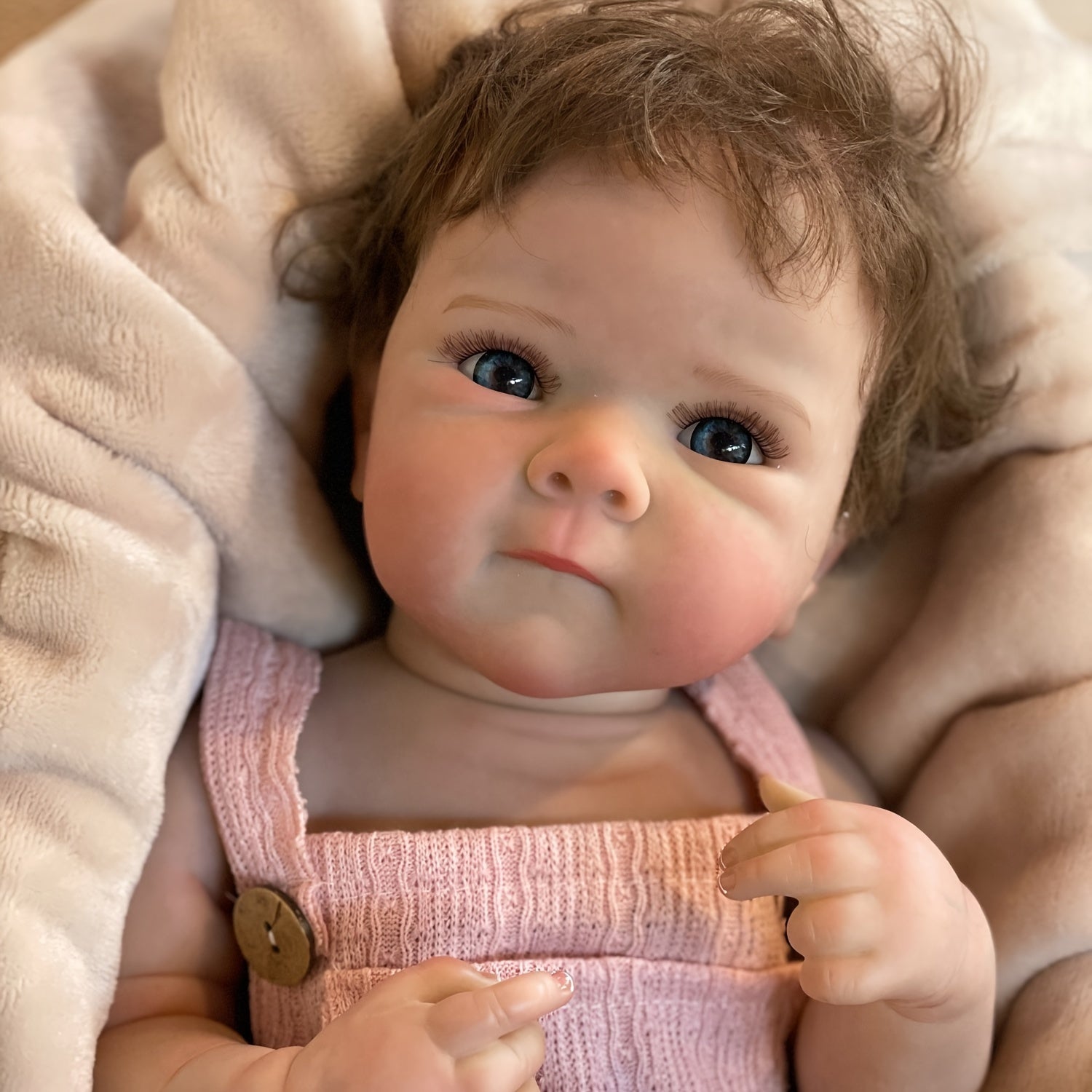 Reborn Doll Rooted Hair Waterproof Full Body Vinyl Painted Skin Soft Touch