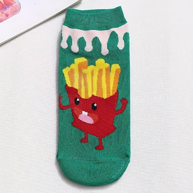5 Pairs Girls Kids Cartoon Animal Socks Breathable Low Cut Boat Socks
