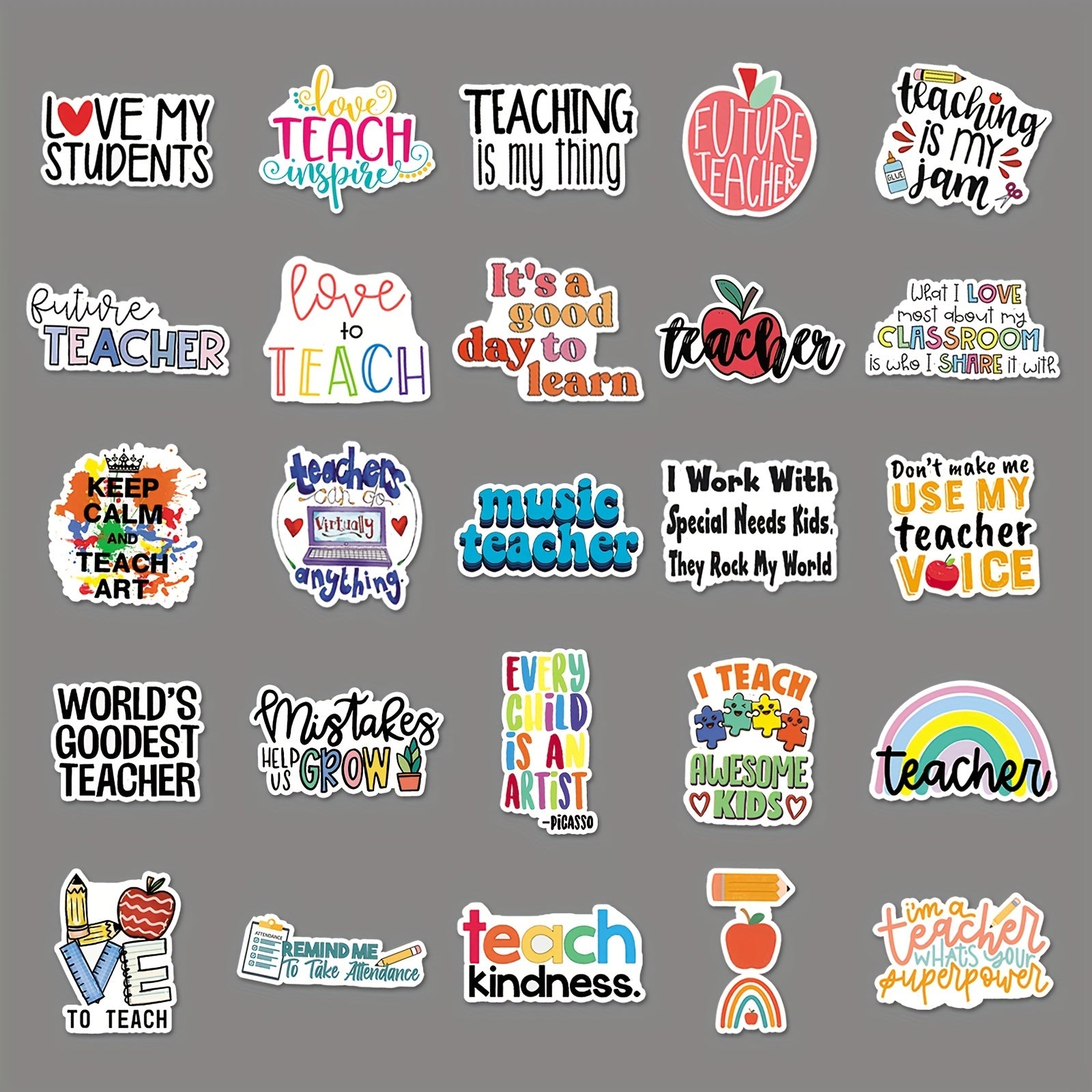 50Pcs Teacher Series Graffiti Stickers Waterproof Decorative DIY Toys