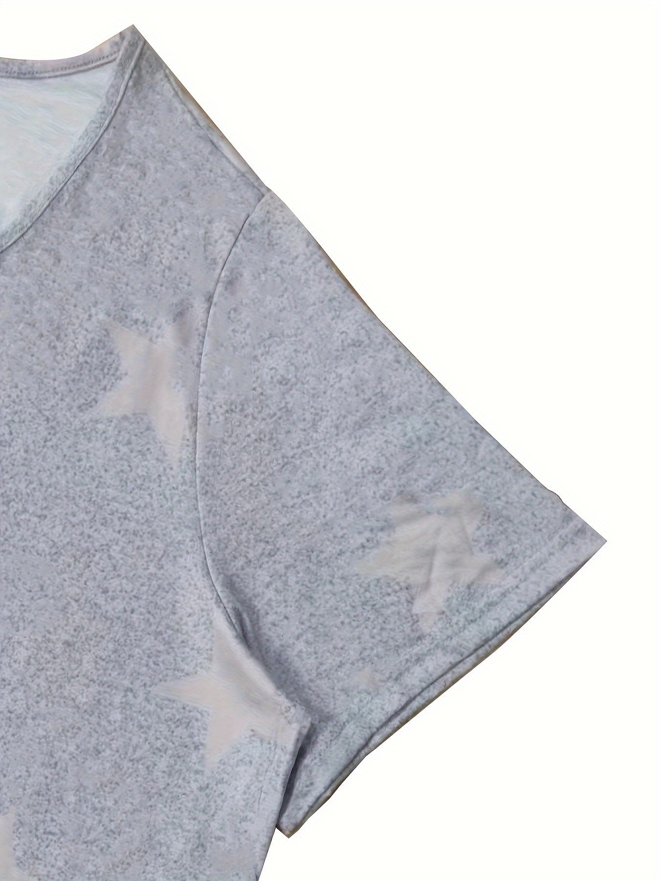 Star Print Pajama Set Short Sleeve Tee & Drawstring Shorts