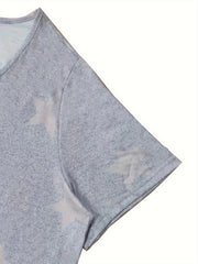 Star Print Pajama Set Short Sleeve Tee & Drawstring Shorts