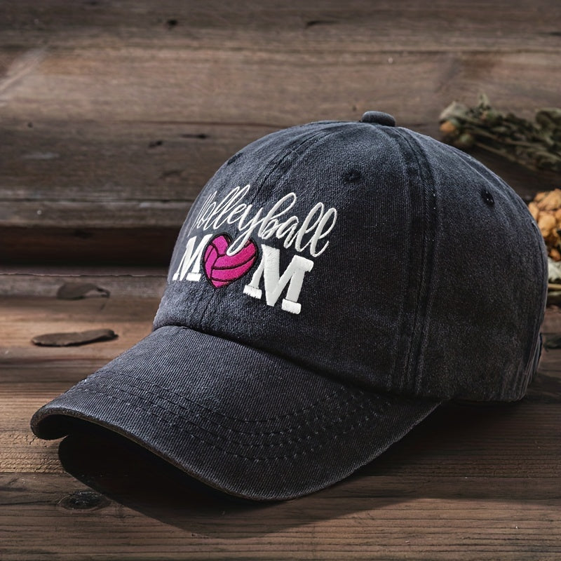 VOLLEYBALL MOM Baseball Cap Embroidered Washed Distressed Dad Hat