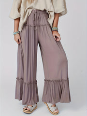 Elastic Drawstring Wide Leg Trousers