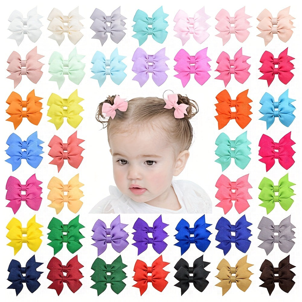 40pcs Baby Girl Bowknot Hair Clips - Assorted Colors