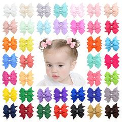 40pcs Baby Girl Bowknot Hair Clips - Assorted Colors