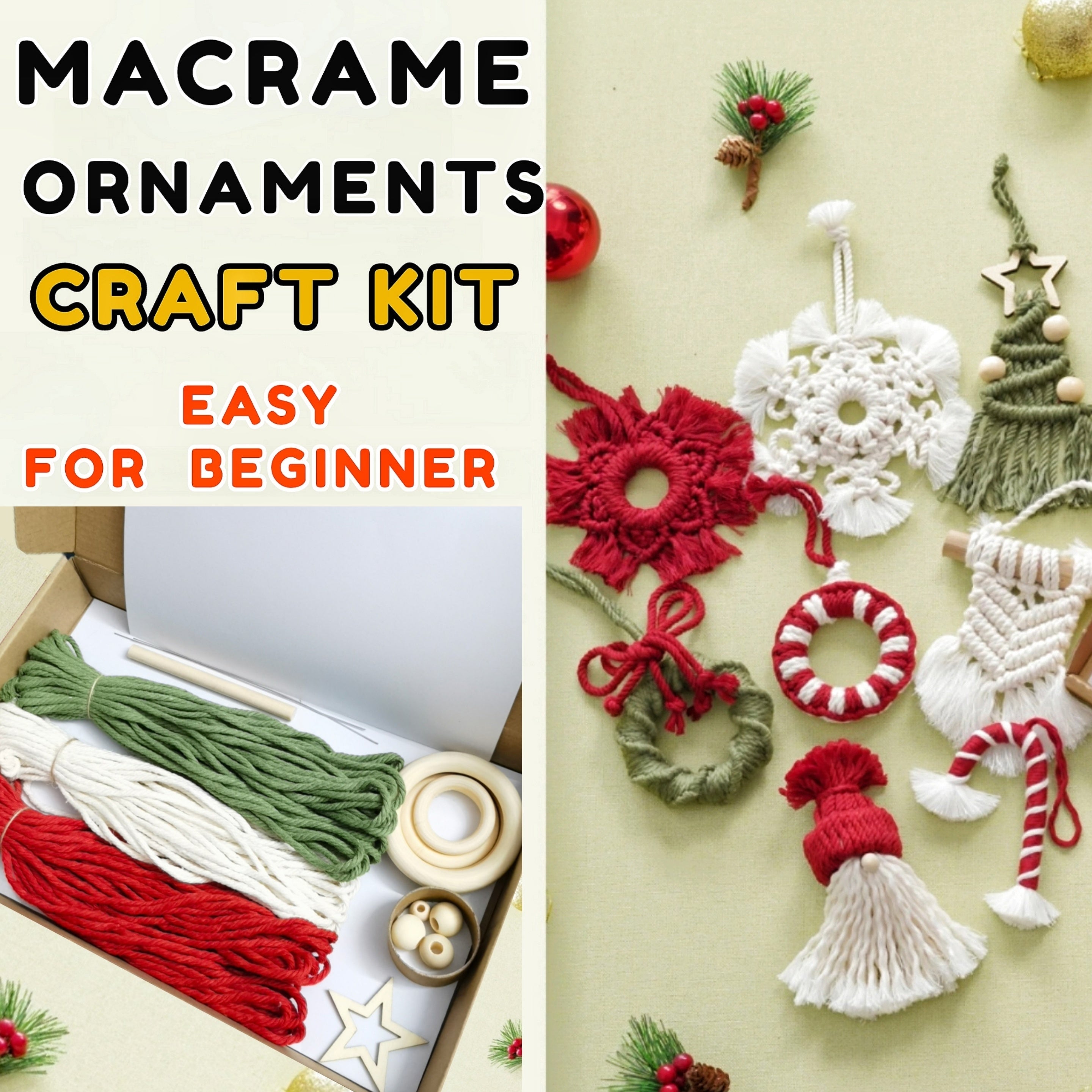 8pcs Woven Christmas Decorations DIY Kit - Perfect Holiday Gift