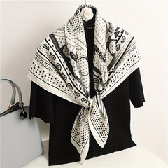 Geometric Paisley Print Bandana Square Scarf Silk Shawl