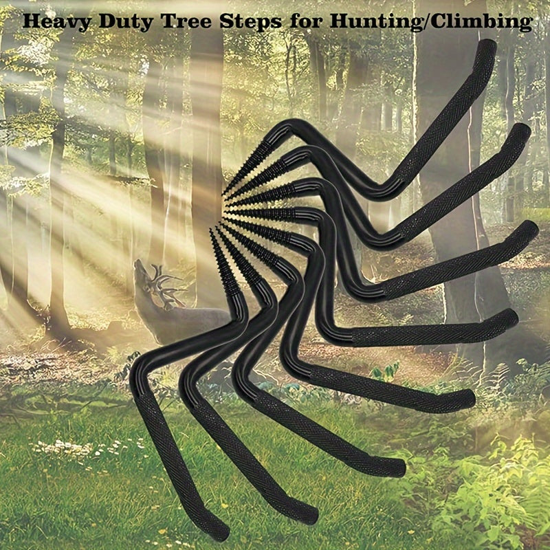 8pcs Outdoor Tree Steps Holds 500lbs Climbing Mountain Tree Stand Non Slip Steel