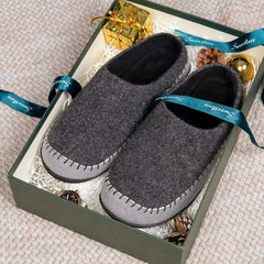 Men's Slip on Slippers Stitch Detail Backless Indoor Winter Shoes