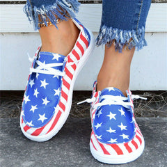 Women's Patriotic Canvas Shoes Independence Low Top Casual Sneakers