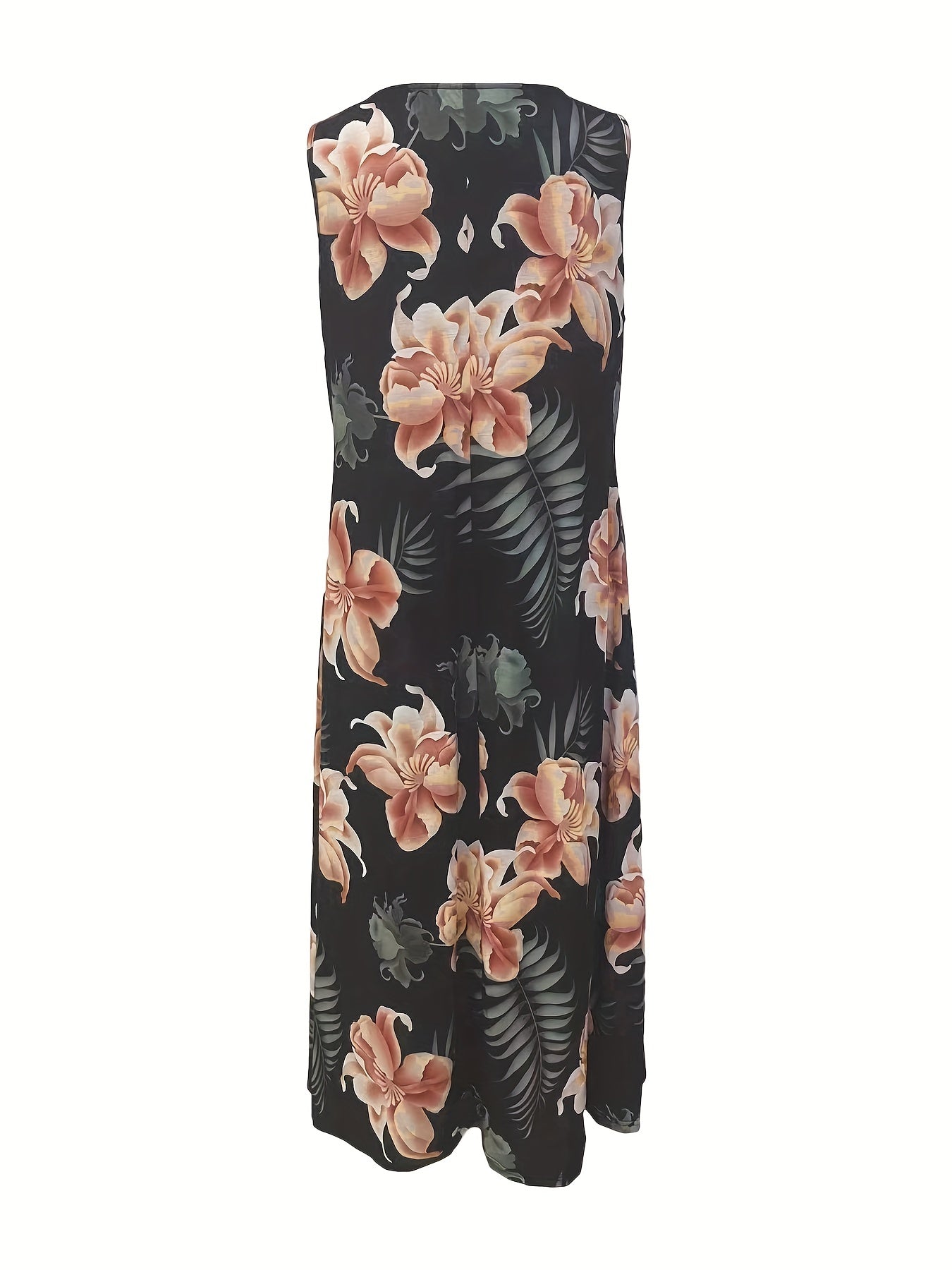 Floral Print Round Neck Maxi Tank Dress