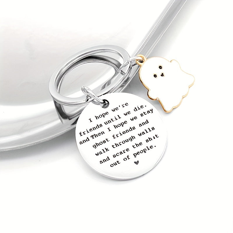 Halloween Ghost Stainless Steel Keychain - Friends Forever Gift