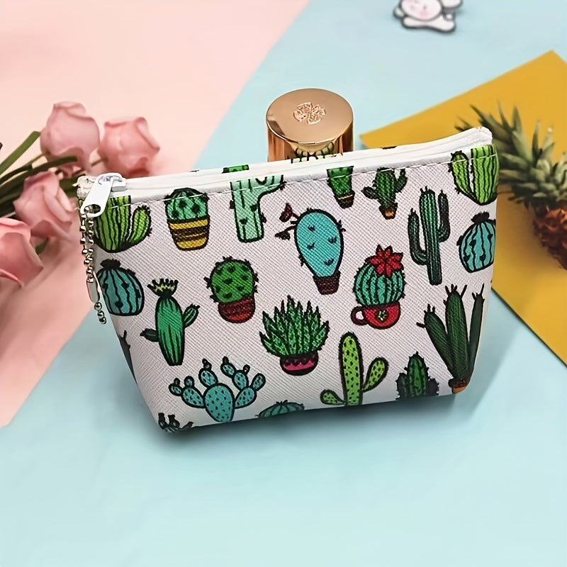 Cactus Coin Purs Zipper Small Wallet Key Bag Waterproof Durable