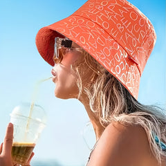 Hip Hop Letter Print Bucket Hat Unisex Lightweight Sunshade Fisherman Cap