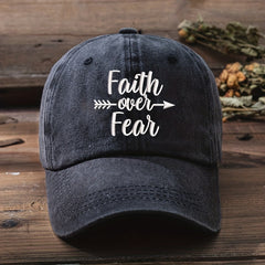 Faith Over Fear Washed Distressed Baseball Cap