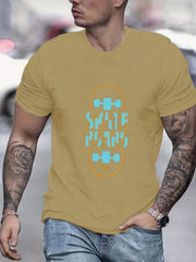 Skateboard Print Men's Graphic Tee for Summer