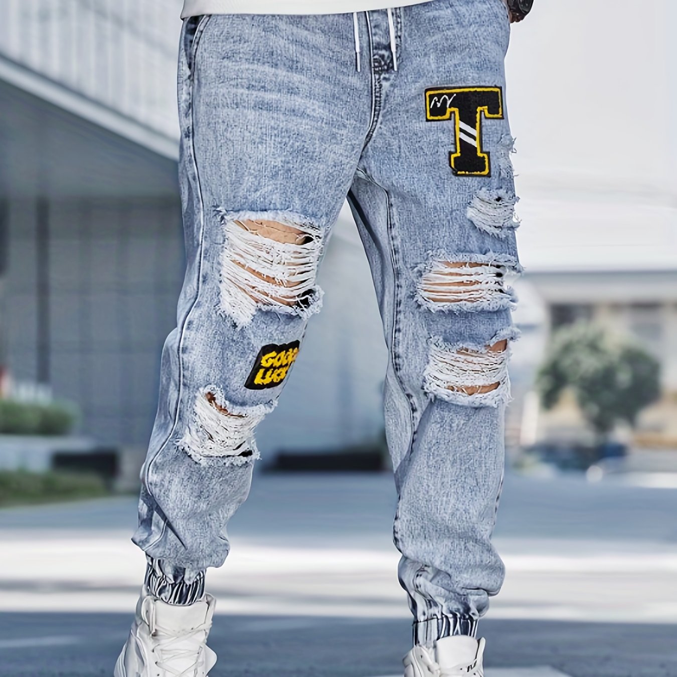 Men's Ripped Jeans Casual Street Style Denim Pants