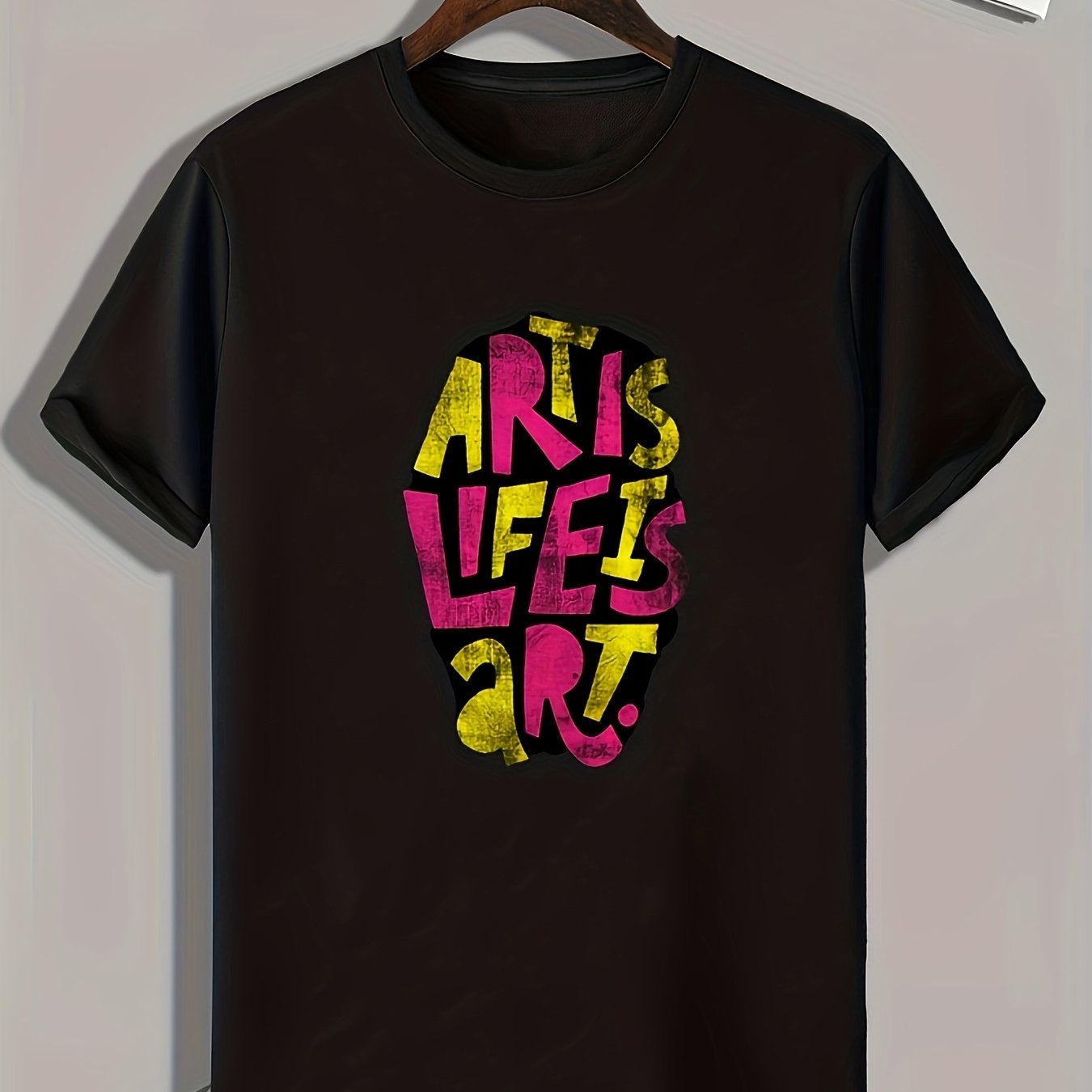 Colorful Letters Print Men's Graphic T-shirt for Summer