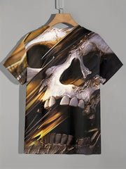 Men's 3D Skull Print T-Shirt Breathable Tee for Summer Outdoor