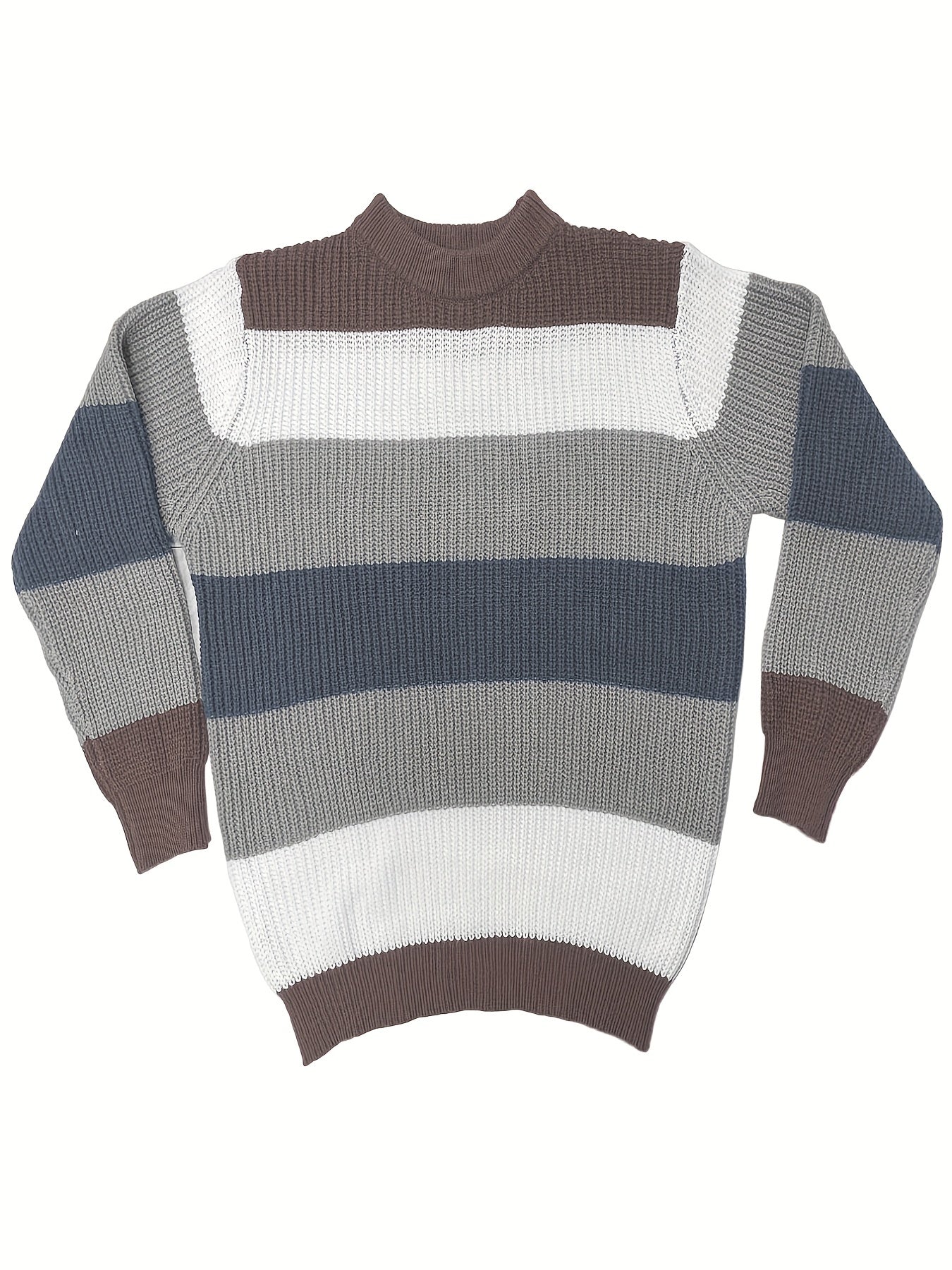Men's Retro Knitted Sweater Warm Striped Pullover