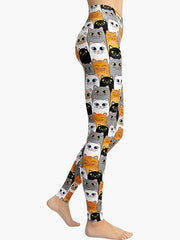 Cats Print Stretch Yoga Fitness Leggings