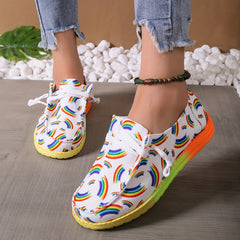 Rainbow Print Canvas Outdoor Shoes Lightweight Sneakers