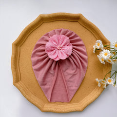 Baby Girls Soft Turban Head Wrap with Flowers - Breathable Hair Accessory