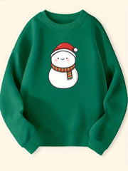 Snowman Pattern Smart Sweatshirt For Girls Party Casual Round Neck Top
