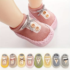 Baby Girls Bowknot Leather Floor Socks Non-slip Soft Shoes And Socks