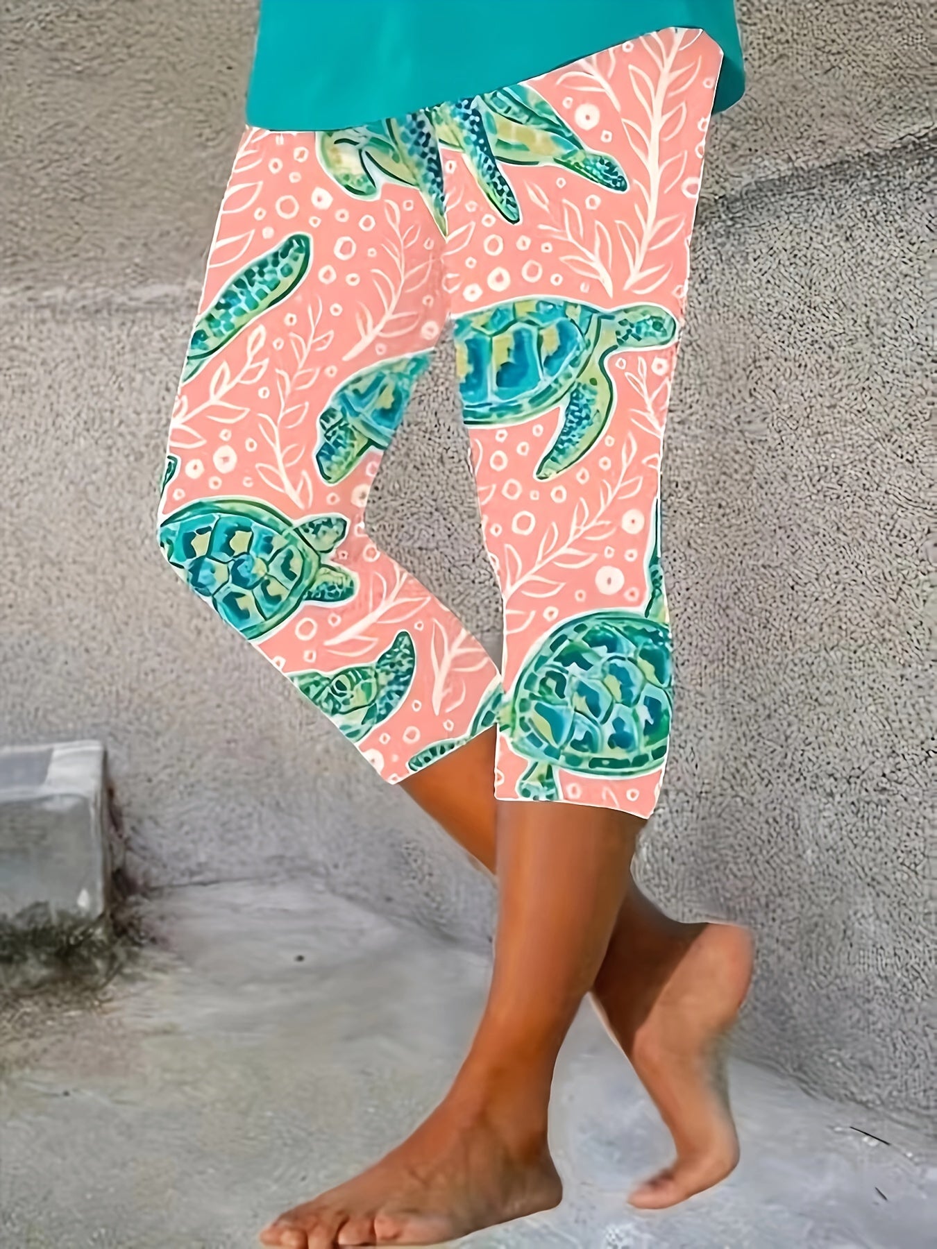 Random Print Cropped Leggings for Women